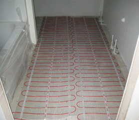 Electric radiant floor heating mats.