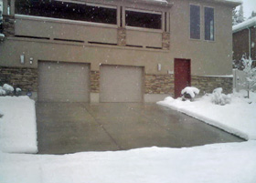 Radiant heated driveway installed in concrete.